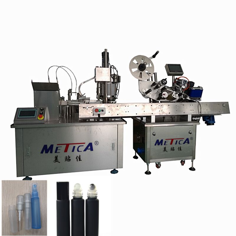 Automatic Roll-On Bottle Filling Ball Plugging Capping Labeling Machine for Essential Oils
